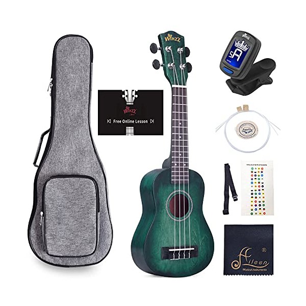 WINZZ 21 Inches Soprano Ukulele Vintage Hawaiian Uke with Online