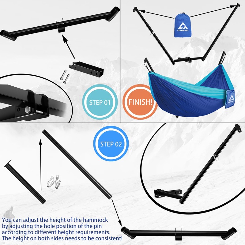 CROSSHIP Hitch Mount Hammock Stand - Includes Parachute Nylon Hammock