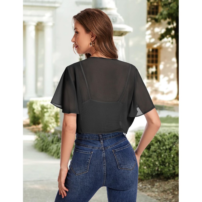 Bbonlinedress Bolero Women's Festive Chiffon Cardigan Elegant Short Sleeve Casual
