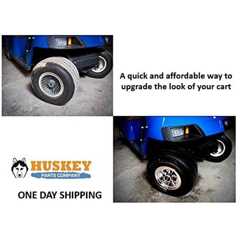 Chrome Golf Cart Hub Caps 8 inch Set of 4