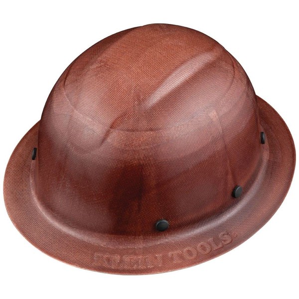 Klein Tools 60452 Hard Hat, Full Brim, Class G KONSTRUCT Series Hard Hat, Sweat-Wicking Sweatband, Top Pad, Brown, Medium