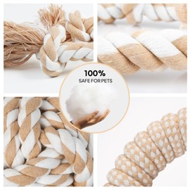 PetiFine Dog Rope Toys for Large Medium Dogs, 4 Pack Tough Chew Toys for Aggressive Chewers, Interactive Rope Ball Natural Cotton, Dog Tug of War Toy for Teeth Cleaning