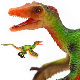 Gemini & Genius Utahraptor Dinosaur Toy Figure, Troodon Dino with Articulated Jaw Dinosaur Toys, Realistic Feathered Velociraptor Action Figure, Gifts and Party Supplies for Kids