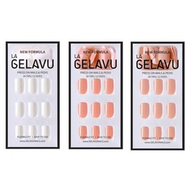 GELAVU Flexible Press On Nail Tips, White Basic, Set of 3