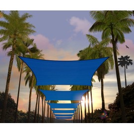 Amgo 8' x 16' Blue Rectangle Sun Shade Sail Canopy Awning UPF50+ AGTAPR1020, 95% UV Blockage, Water & Air Permeable, Commercial and Residential, 3 Years Warranty (We Make Custom Size)