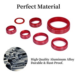 BORUIEN for Ford Maverick 2022 2023 2024 Interior Accessories Decor Air Conditioner AC 4WD Engine Start Stop Headlight Volume Radio Control Switch Knob Cover 7PCS Aluminum Alloy (Red, 2022-2024)