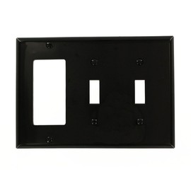 Leviton 3-Gang 2-Toggle 1-Decora/GFCI Device Combination Wallplate, Standard Size, 80745-E, Black