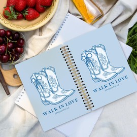 dvhdajed Western Christian Spiral Notebook, Bible Cowgirl Journaling Journaling Notebooks, Blue Preppy Spiral Journal for Girls Women, Walk in Love Cowgirl Office School Supplies Gifts, 5.5x8.3 In