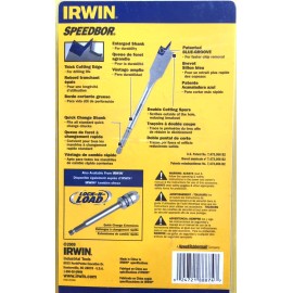 IRWIN 4 PC SPEEDBOR BLUE GROOVED SPADE BIT SET