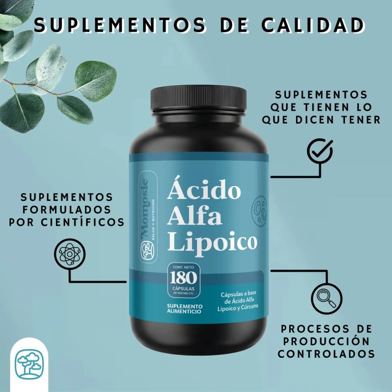 Ácido Alfa Lipoico Cúrcuma Momosie Suplemento Antioxidante Vegano Hombre Mujer