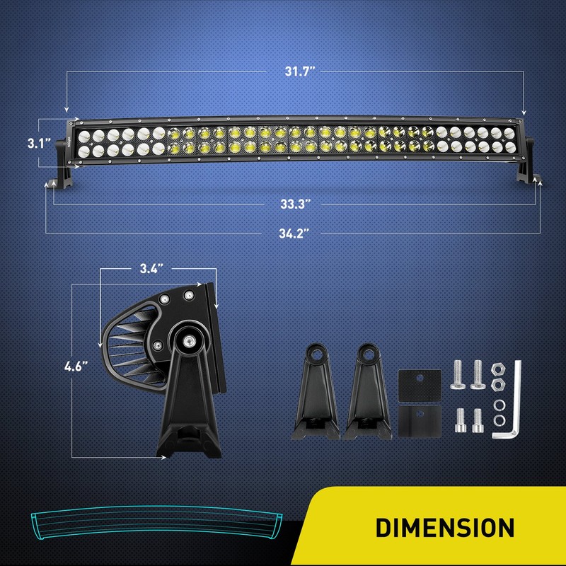 Nilight - 71013C-A 32" 180W Spot Flood Combo High Power