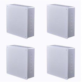 DJC Supply Co. 12" x 12" x 3" PVC Plastic Junction Conduit Box with Pre Molded 3/4" & 1" Punch in Holes (4 Pack)