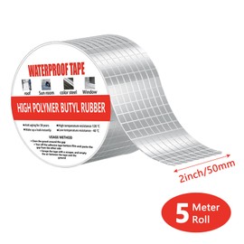 Butyl Tape - Waterproof Sealing Tape, Heavy Duty Silver Flashing Aluminum Foil Tape for Leak Patching, RV Repair, Window, Roofing, Glass & EDPM Roof Leak Patching, Boat and Pipe Sealing(5cm x 5m)