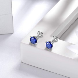Aurora Tears September Birthstone Stud Earrings 925 Sterling Sliver Blue Sapphire Birthstone Earring Birth Stone Jewelry Gifts for Women and Men DE0214S