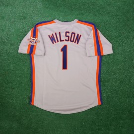 Majestic Mookie Wilson 1986 New York Mets Grey Road Cooperstown Jersey w/ 25th Patch - S