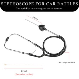 Yourkar Car Engine Mechanics Stethoscope, Stainless Steel Auto Engine Diagnostic Kit Stethoscope, Mechanics Automotive Cylinder Noise Sensitive Hearing Tool, Car Accessories