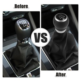 X AUTOHAUX Black Faux Leather 6 Speed Manual Gear Shift Knob Stick Shifter Lever Head Ball Fit for Subaru Impreza WRX STI 2009-2021 - Pack of 1