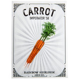 Carrot Seeds for Planting | Imperator 58 Variety (1g Packet - Approx 700 Seeds) | Non-GMO & Heirloom Seeds | Illustrated Seed Packet with Growing Instructions by Rainbow Heirloom Seed Co.