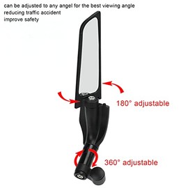 Aramox Espejo Retrovisor de Moto para 300 250 ZX6R 636 300R EX3, Par de Espejos Retrovisores de Moto Plegables de Repuesto Negro