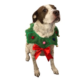 ComfyCamper Christmas Wreath Neck Scrunchie Dog Costume - Xmas Ugly Sweater Large Medium Small French Lab Cosplay, 2X-Large, Green