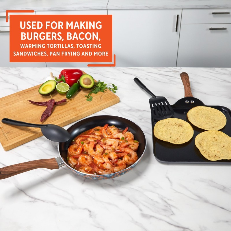 IMUSA Nonstick Ceramic Cookware Set 4-Piece 10.5in/10in, with Soft-Touch Handles,