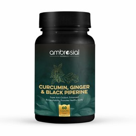 Ambrosial Curcumin Turmeric and Black Pepper Capsules with Ginger | Highly Effective Turmeric Capsules with Improved Absorption | 95% Curcuminoids for Joint Support (Pack of 1)
