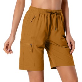 Women's Lightweight Hiking Cargo Shorts Quick Dry Athletic Shorts for Camping Travel Golf with Zipper Pockets Water Resistant