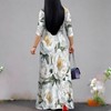 Women's Casual Floral Maxi Dresses V Neck 3/4 Sleeve Tie