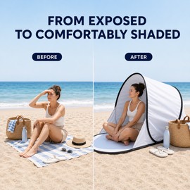 Pop-Up Beach Tent with UV Protection, Instant Automatic Beach Sun Shelter, Lightweight Foldable Portable Shade Tent with Carry Bag for Beach, Camping, Picnic & Fishing