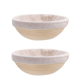 Bread Proofing Baskets, Set of 2, 9" Round Proofing Bowls, Handmade Rattan Baskets and Inserts for Baking Fermentation Making