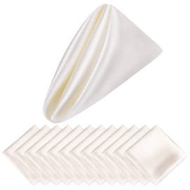 Aneco Aneco 12 Pieces Satin Napkin Square 20 x 20 Inches Dinner Napkins Weddings Party Napkin Soft Table Napkins for Romantic Weddings Party Dinner Decoration (Ivory)
