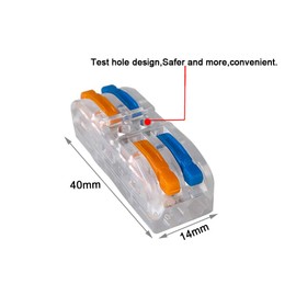 Aiqeer 16 Pcs SPL-2 Lever-Nut Wire Connectors, 2 in 2 out 4 Ports Transparent Conductor Compact Wire Connectors, Cable Clamp Terminal Block Quick Spring Connector (Multicolor Lever)