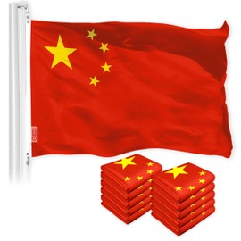 G128 10 Pack: China Chinese Flag | 3x5 Ft | LiteWeave Pro Series Printed 150D Polyester | Country Flag, Indoor/Outdoor, Vibrant Colors, Brass Grommets, Thicker and More Durable Than 100D 75D Polyester