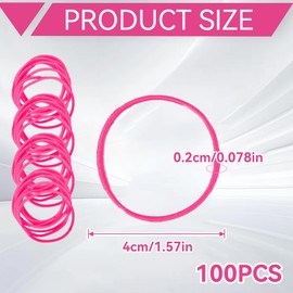 100 PCS Hair Bands, 2mm Small Thin Elastic Hair Ties Seamless Ponytail Braids Holders, Strong Bulk Hair Bobbles No Metal Gentle Elastics No Damage Snag Free for Women Men Girls Kids (Pink)