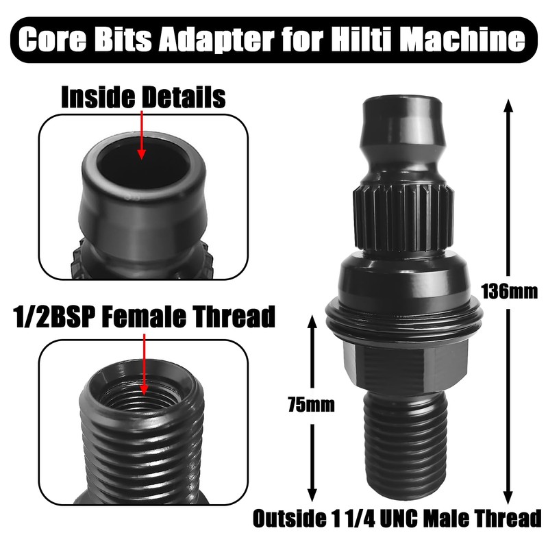 KELINER Core Drill Bits Adapter DD-BU to 1-1/4"-7 and 1/2
