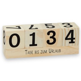 Yearly Countdown Calendar Cube Made of Wood with Theme Bar - Permanent Year Table Calendar - Seamless Daily Count up to 432 Days for Weddings, Birthdays, Exams and More (Natural)