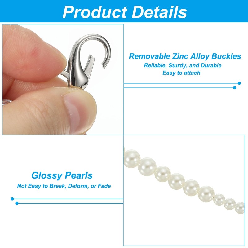PATIKIL Imitation Pearl Bead Purse Chain Strap 12.6", Pearl Beaded