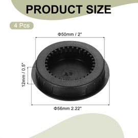 PATIKIL Round Vent Cover 50mm/2", 4 Pcs Plastic Soffit Air Vent Floor Air Vents Ventilation Hole for Home Ceiling Wall Duct Cabinet Closet Wardrobes, Black