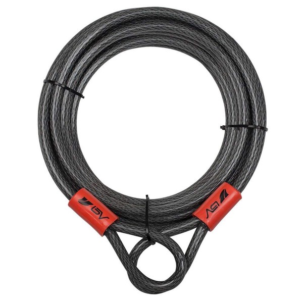 BV 30FT Security Steel Cable with Loops, Braided Steel Flex Cable, Bike Lock Cable 3/8 Inch, for U-Lock and Padlock (30FT)