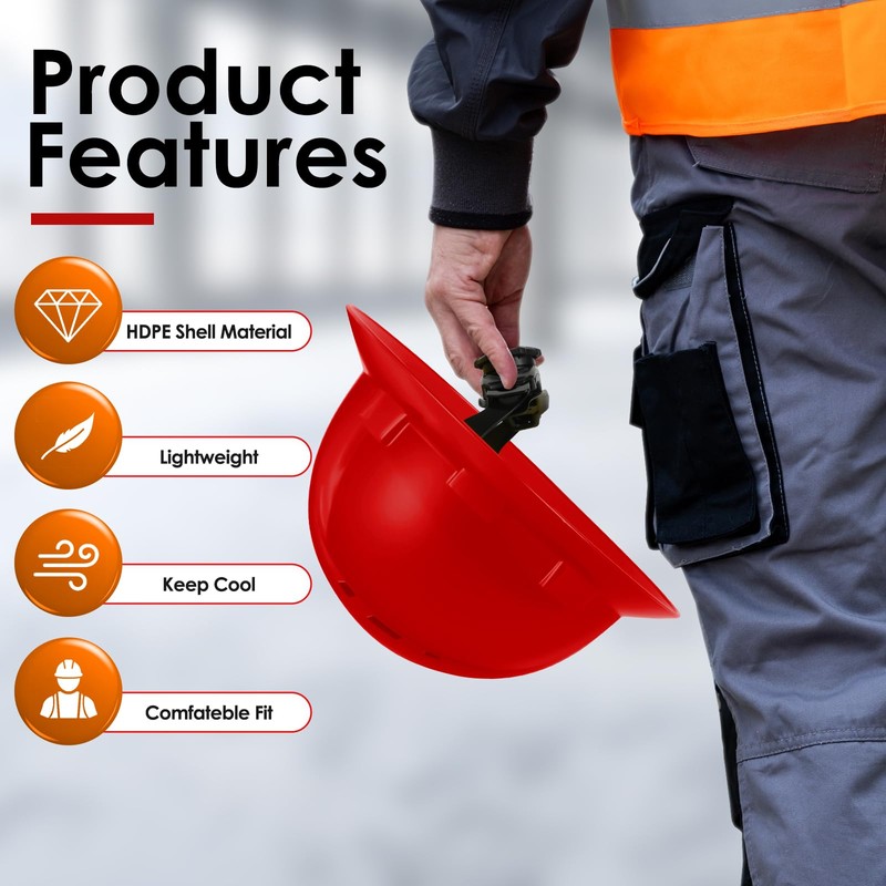 Zeluga 15-439 HDPE Full Brim Hard Hat, Construction Safety Helmet