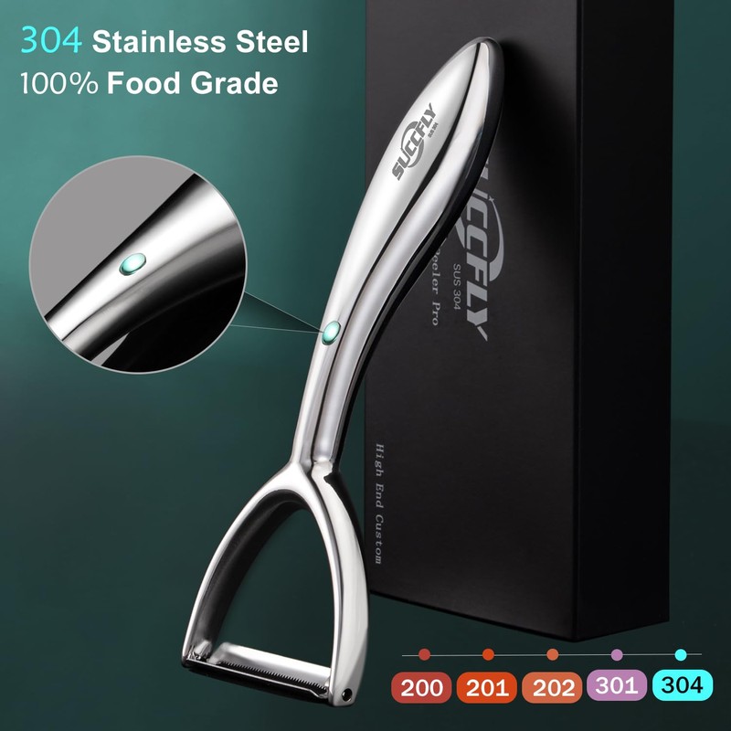 SUCCFLY Vegetable Peeler Stainless Steel，Ultra Sharp Potato Peelers for Kitchen,
