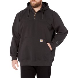 Carhartt Men's Big & Tall Rain Defender Loose Fit Heavyweight Quarter-Zip Sweatshirt, Black, 4X-Large