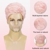 Short Pink Wig for Men, Light Pink Synthetic Halloween Wig
