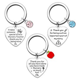 JETTOP Nursery Teacher Gifts Keyring Teacher Leaving Gifts Thank You Nursery Teacher Gifts 3PCS