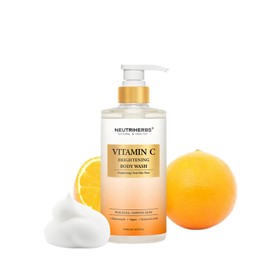 Neutriherbs Brightening Body Wash for Dull, Uneven Skin, Vitamin C Brightening Shower Gel for Women and Men, Daily Shower Soap with Papain, Niacinamide - Citrus Scent 16.9 Fl.oz