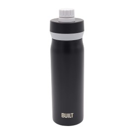 BUILT Cascade Double Wall Vacuum Insulated Stainless Steel Wide Mouth Water Bottle with Comfort Grip and Chug Lid and Carry Handle, 20 ounces
