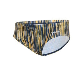 Sporti Swift Brief Swimsuit for Men & Boys – Chlorine Resistant Racing Swim Brief for Lap Swimming, UPF 50+ Training Swimwear - Gold/Navy - 24