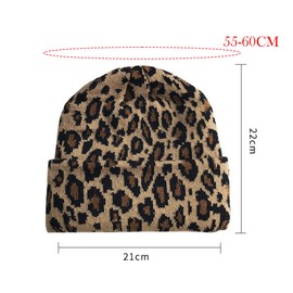 Knitted Hat Leopard Winter Knitted Beanie Leopard Print Wool Hat Women's Winter Hat Warm Hat Animal Print Leopard Hat Animal Print Beanie Hat Ski Hat for Women Men Outdoor Riding