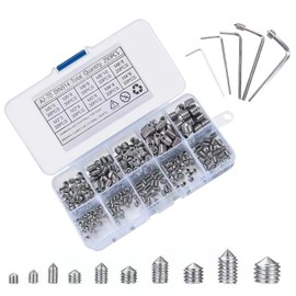 Set of 290 Grub Screws Stainless Steel Cone Tip Hex Grub Screws Assortment M3 M4 M5 M6 M8 Hexagon Socket Grub Screws for Door Handles Tap Light
