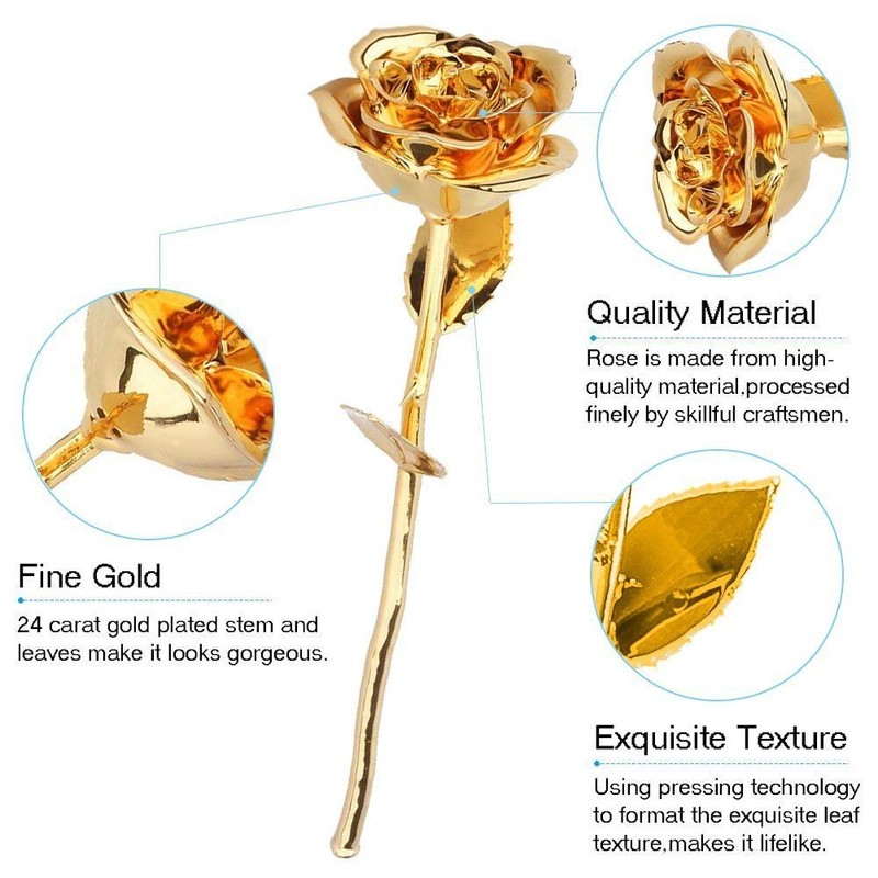 ZJchao 24K Gold Rose for Her, Dipped Gold Rose Eternity